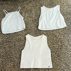 3 cropped white tank tops!!!
